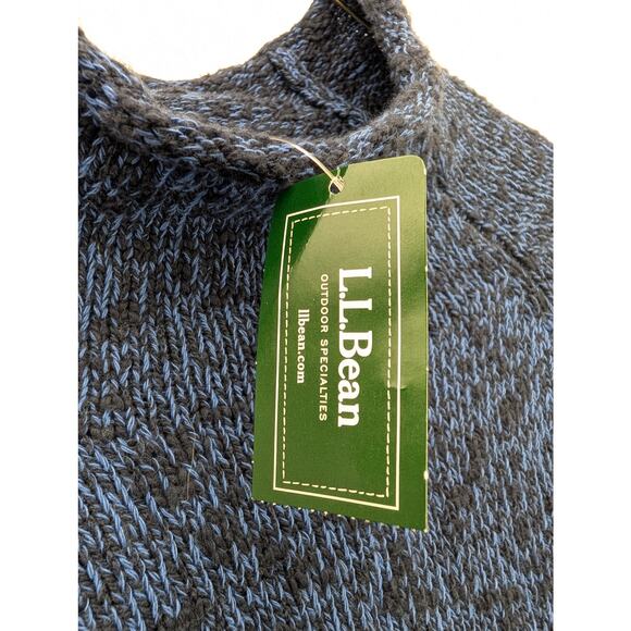NWT L.L. Bean Women's Cotton Ragg Funnelneck Pullover Sweater in Navy size L - Picture 3 of 6